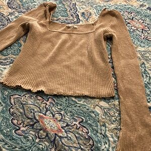 O'Neill Off-the-Shoulder Ribbed Sweater in Tan